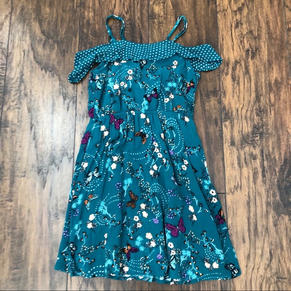 Art Class Faux Wrap Cold Shoulder Dress M (7/8) - Picture 5 of 6